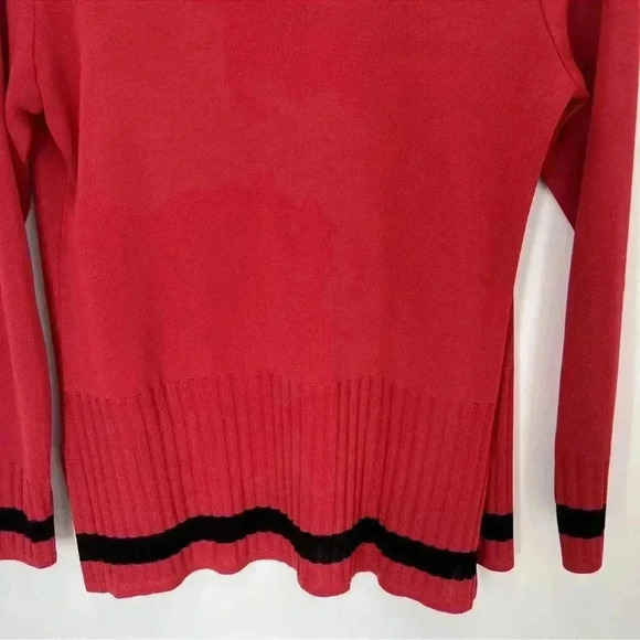 EXCLUSIVELY MISOOK Open Front Knit Cardigan Sweater Black Red Sz xS - Picture 8 of 11